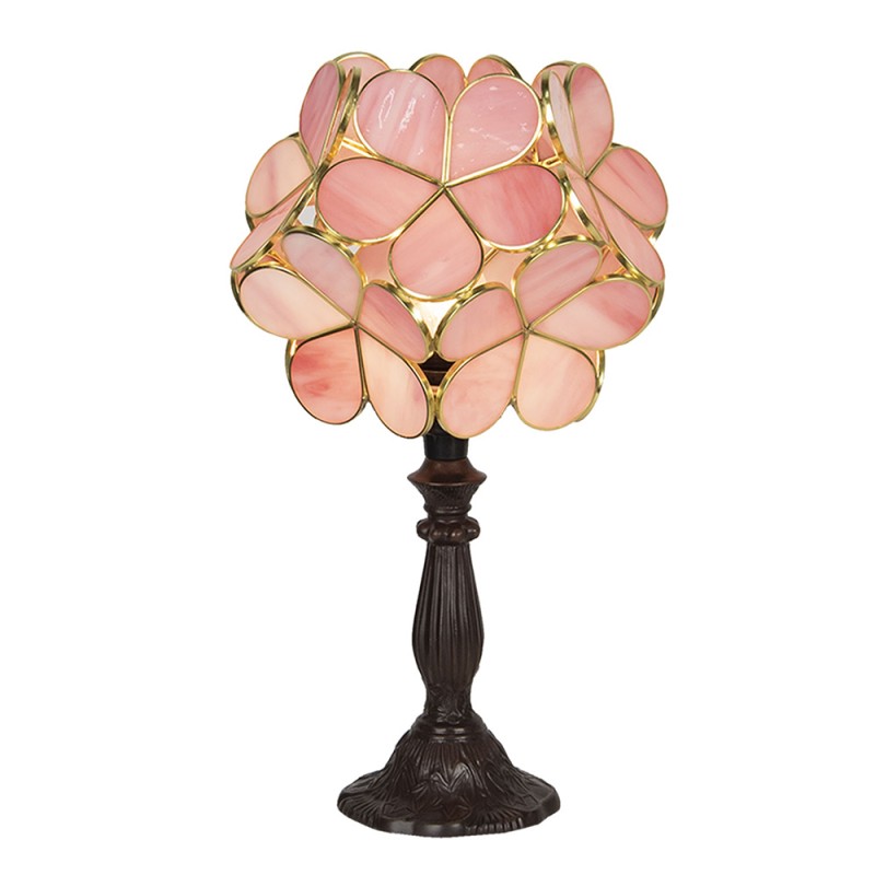 Tiffany Tafellamp  43 cm Roze Glas Bloemen Tiffany Bureaulamp