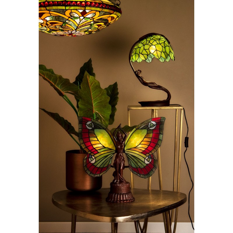 Plafondlamp Tiffany  Ø 51x116 cm Beige Groen Metaal Glas Rond Plafonniere