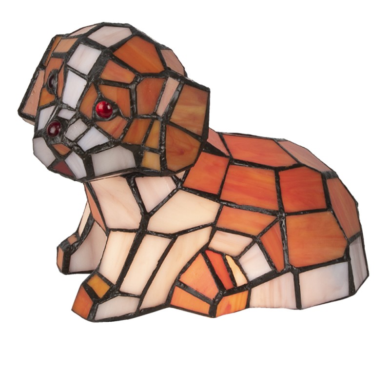 Tiffany Tafellamp Hond 25x17 cm Beige Glas Tiffany Bureaulamp