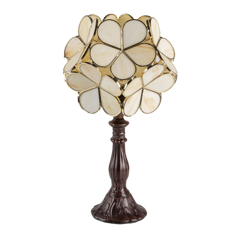 Tiffany Tafellamp  21x21x38 cm Beige Polyresin Glas Bloem Tiffany Bureaulamp