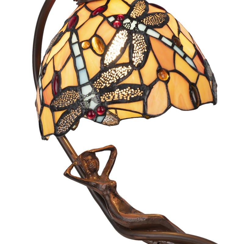 Tiffany Tafellamp  28x20x40 cm Geel Kunststof Glas Tiffany Bureaulamp