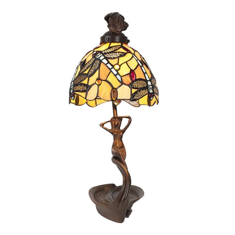Tiffany Tafellamp  28x20x40 cm Geel Kunststof Glas Tiffany Bureaulamp