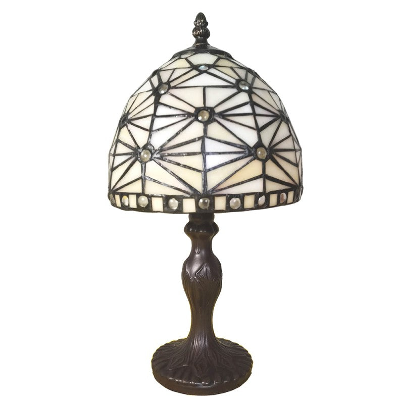 Tiffany Tafellamp  Ø 18x33 cm  Beige Kunststof Glas Tiffany Bureaulamp