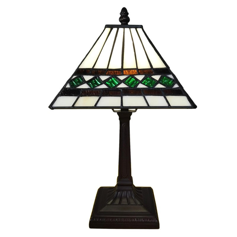Tiffany Tafellamp  20x20x34 cm  Beige Kunststof Glas Tiffany Bureaulamp