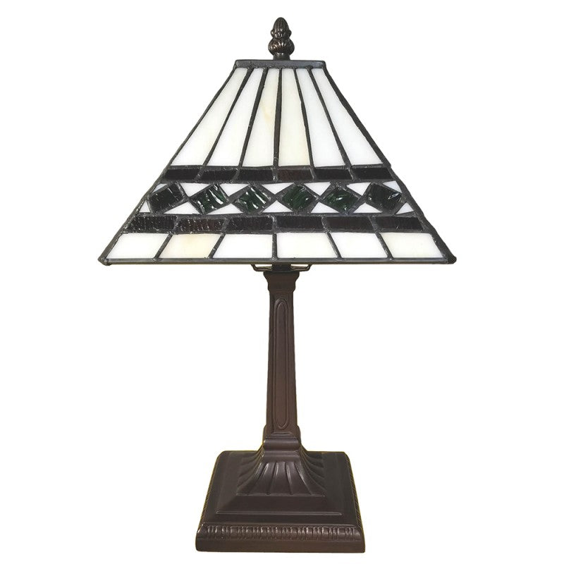 Tiffany Tafellamp  20x20x34 cm  Beige Kunststof Glas Tiffany Bureaulamp