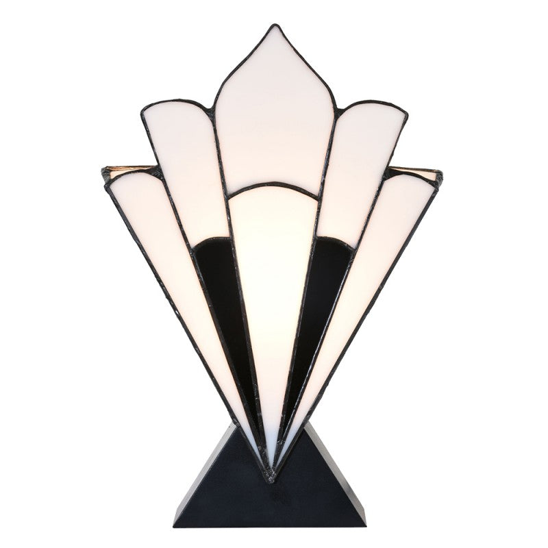 Tiffany Tafellamp  21x10x32 cm  Wit Zwart Glas Kunststof Tiffany Bureaulamp
