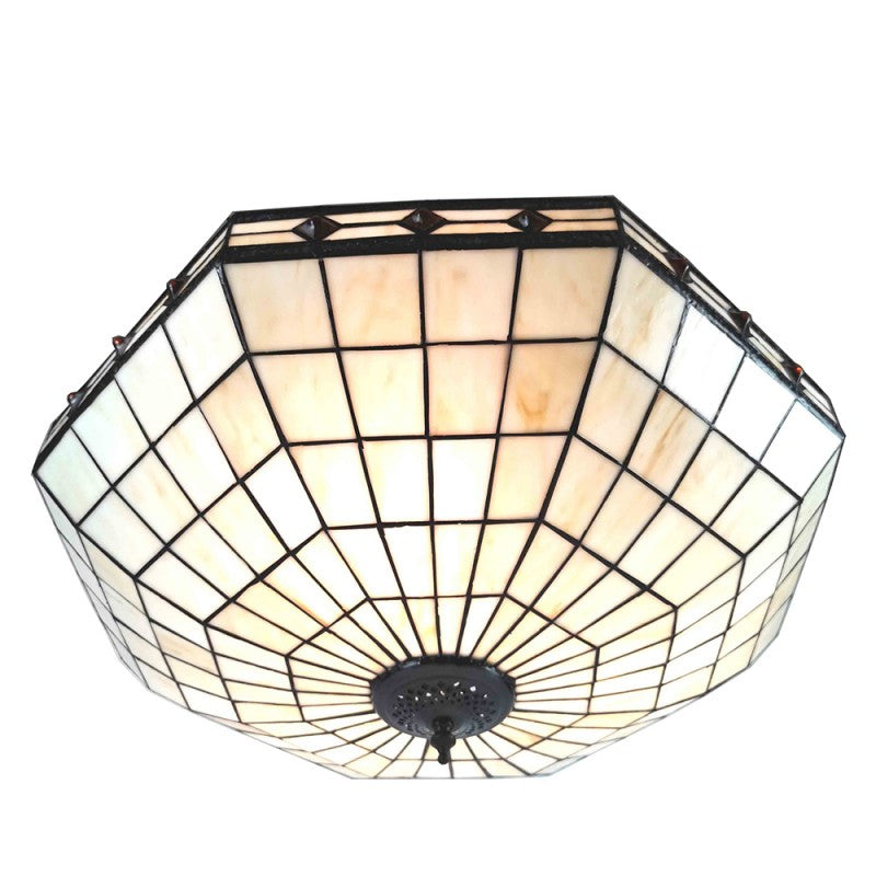 Plafondlamp Tiffany  Ø 57x125cm Beige Kunststof Glas Hanglamp