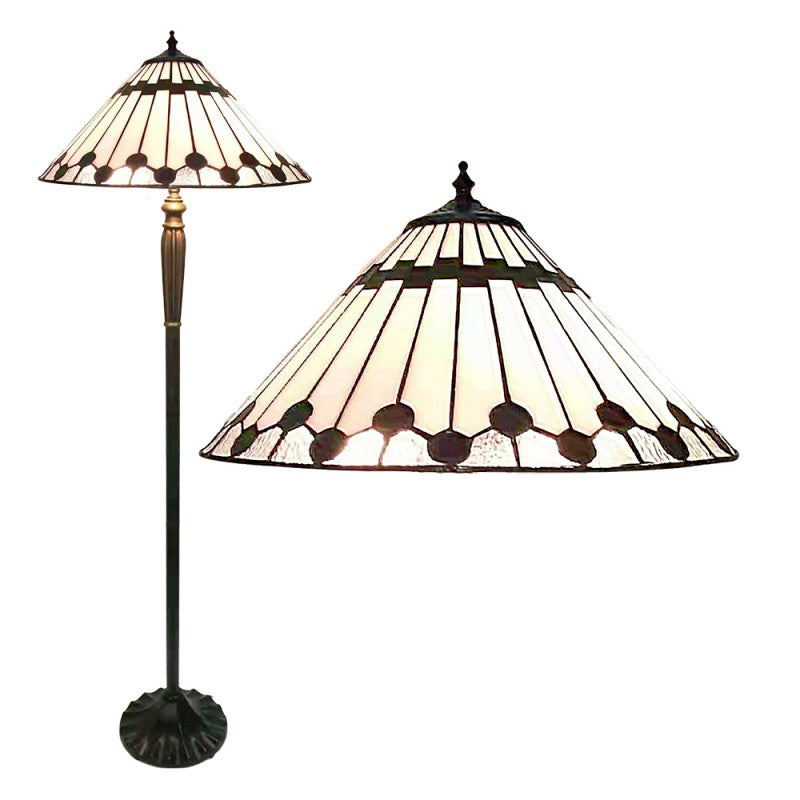 Tiffany Vloerlamp  Ø 50x157 cm Wit Bruin Glas Kunststof Rond Staande Lamp