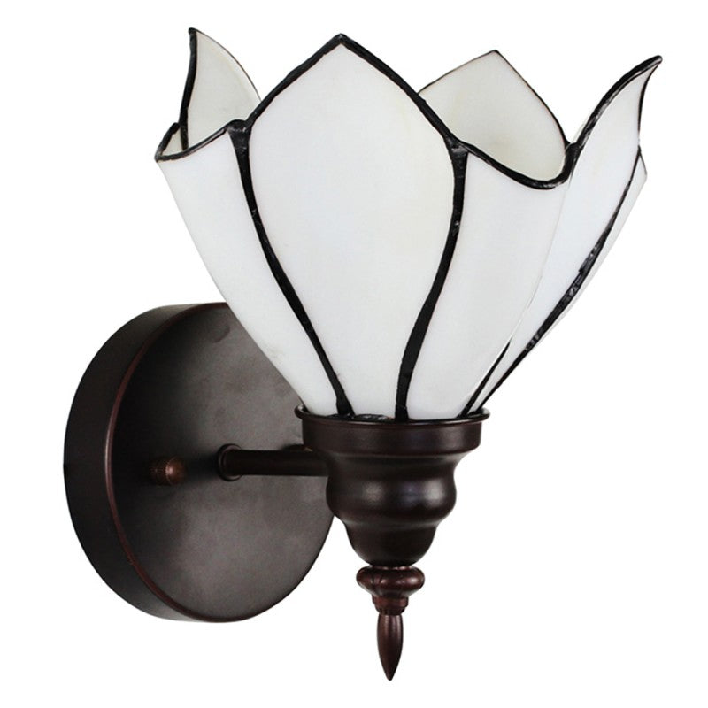 Wandlamp Tiffany  23x17x19 cm  Wit Bruin Glas Metaal Muurlamp