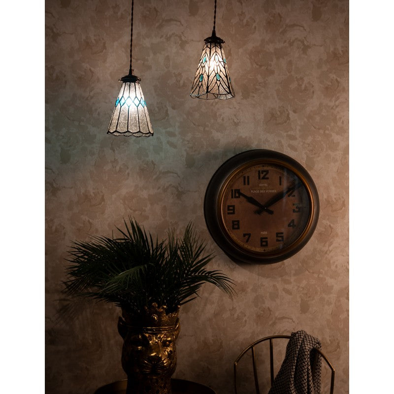 Hanglamp Tiffany  Ø 15x115 cm  Transparant Glas Metaal Rond Hanglamp Eettafel