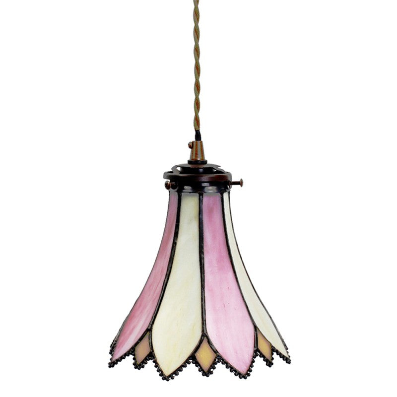Hanglamp Tiffany  Ø 15x115 cm  Roze Beige Glas Metaal Hanglamp Eettafel