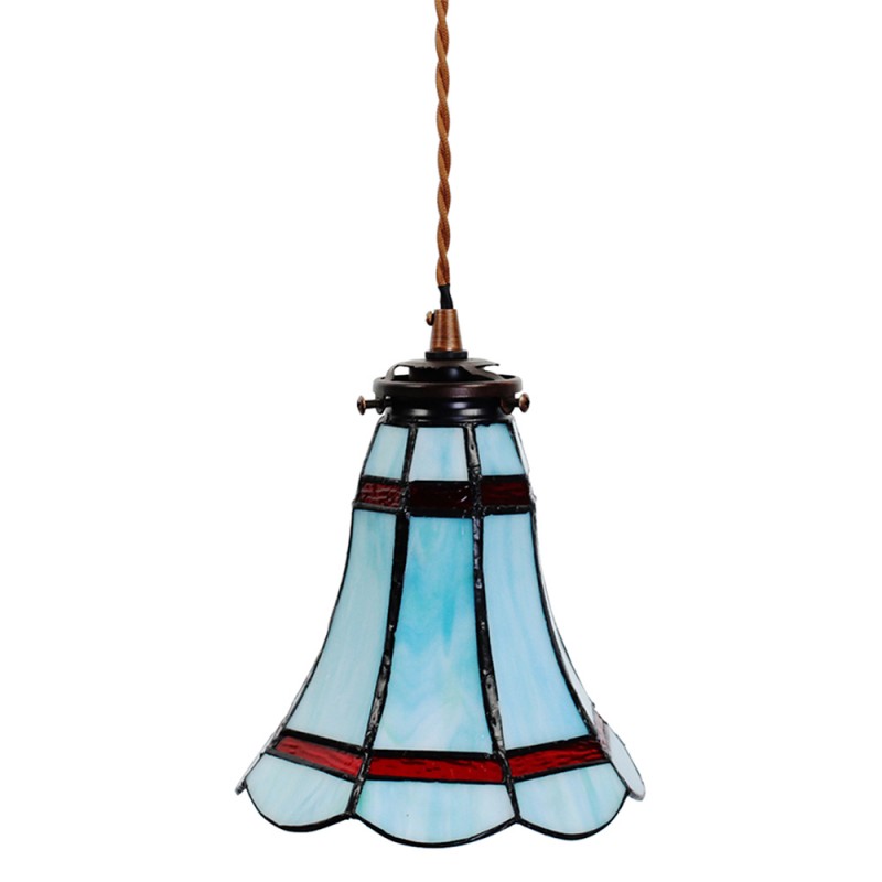 Hanglamp Tiffany  Ø 15x115 cm  Blauw Rood Glas Metaal Rond Hanglamp Eettafel