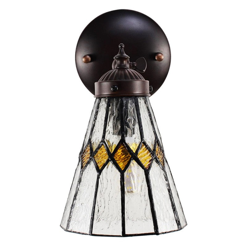 Wandlamp Tiffany  17x12x23 cm  Transparant Glas Metaal Rond Muurlamp