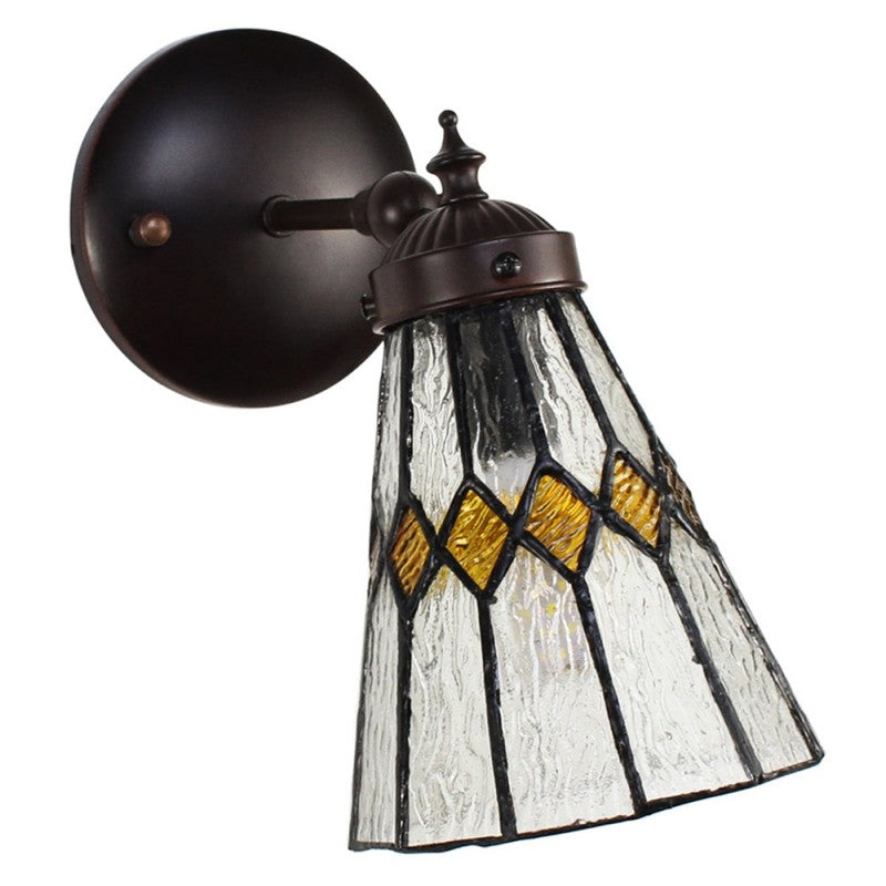 Wandlamp Tiffany  17x12x23 cm  Transparant Glas Metaal Rond Muurlamp