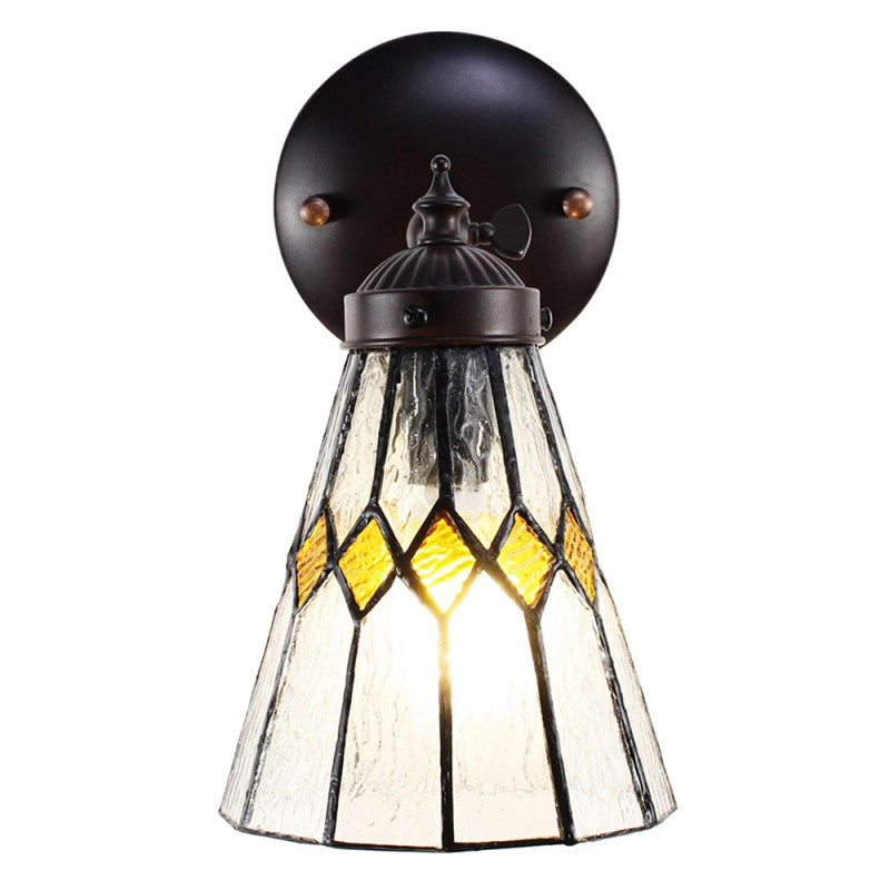 Wandlamp Tiffany  17x12x23 cm  Transparant Glas Metaal Rond Muurlamp