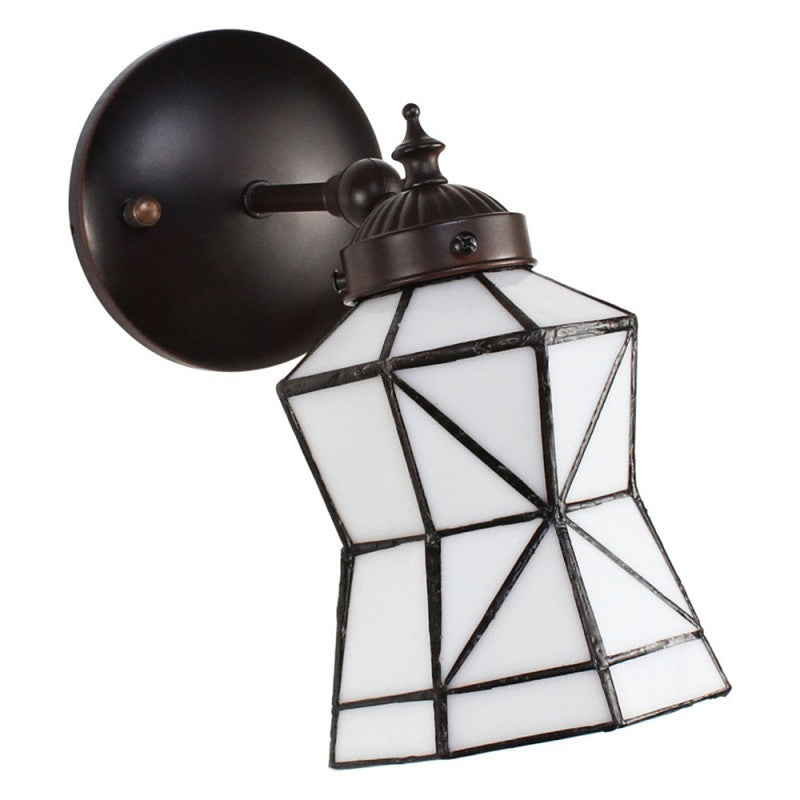 Wandlamp Tiffany  17x12x23 cm  Wit Bruin Glas Metaal  Muurlamp