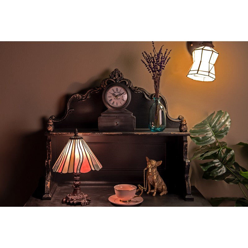 Wandlamp Tiffany  17x12x23 cm  Wit Bruin Glas Metaal  Muurlamp