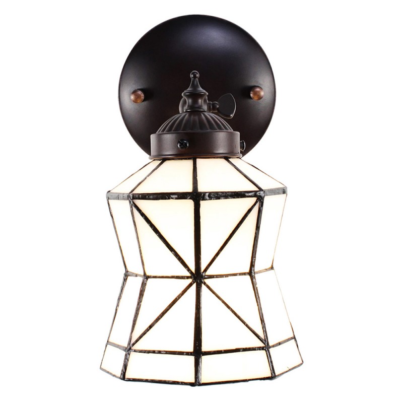 Wandlamp Tiffany  17x12x23 cm  Wit Bruin Glas Metaal  Muurlamp