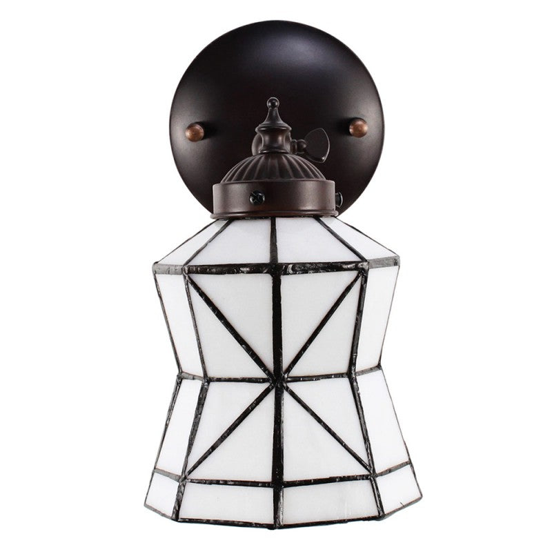 Wandlamp Tiffany  17x12x23 cm  Wit Bruin Glas Metaal  Muurlamp