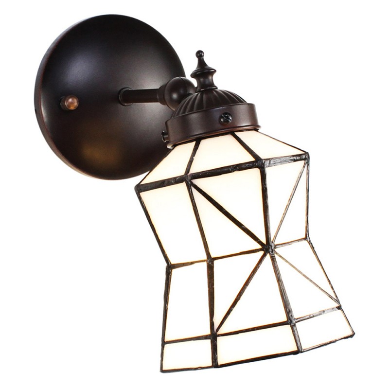 Wandlamp Tiffany  17x12x23 cm  Wit Bruin Glas Metaal  Muurlamp