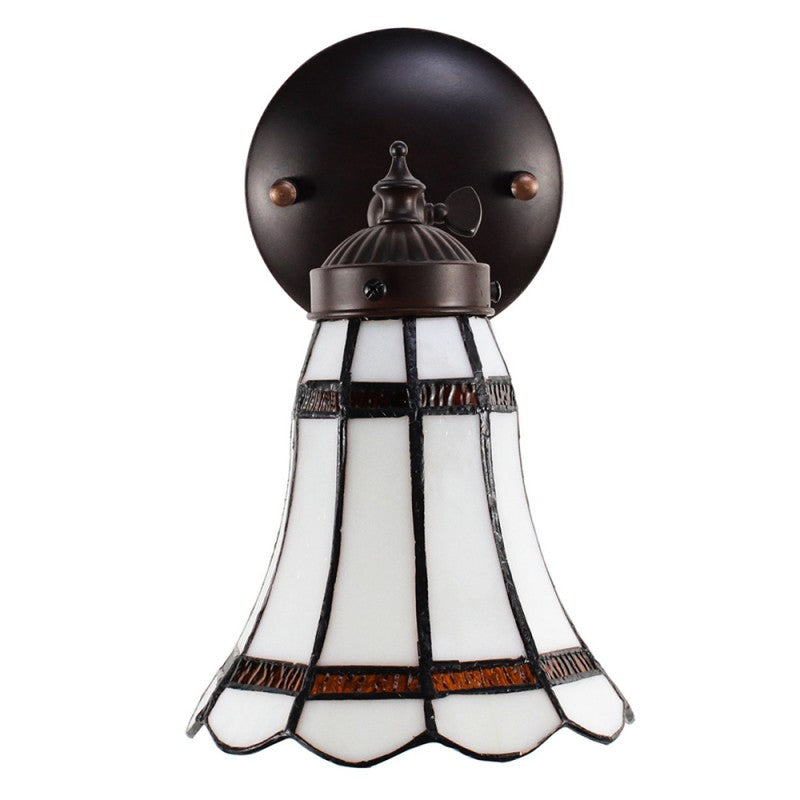 Wandlamp Tiffany  17x12x23 cm  Wit Bruin Glas Metaal Rond Muurlamp