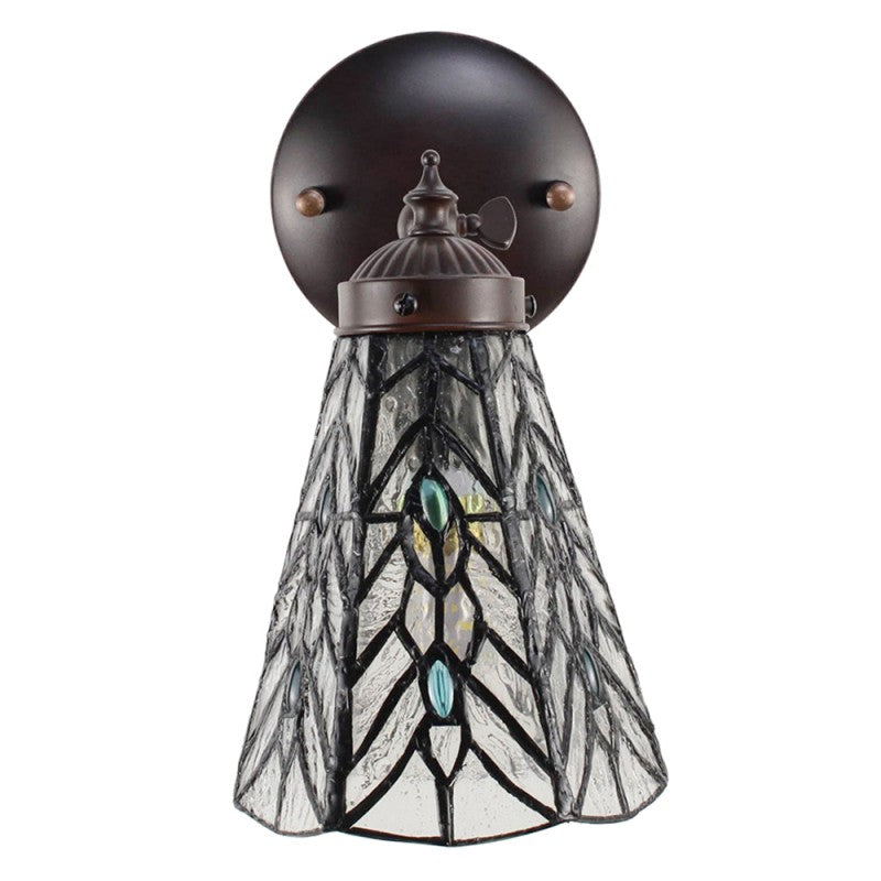 Wandlamp Tiffany  17x12x23 cm  Transparant Glas Metaal Rond Muurlamp