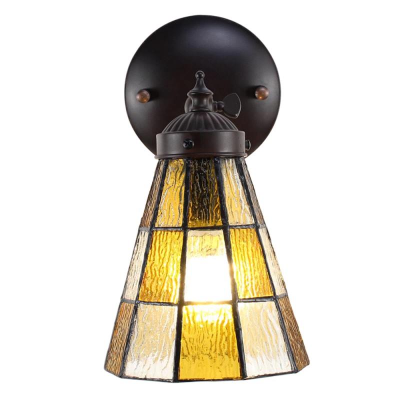 Wandlamp Tiffany  17x12x23 cm  Bruin Glas Metaal Muurlamp