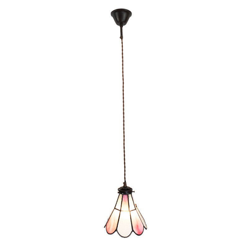Hanglamp Tiffany  Ø 18x90 cm Roze Glas Metaal Hanglamp Eettafel