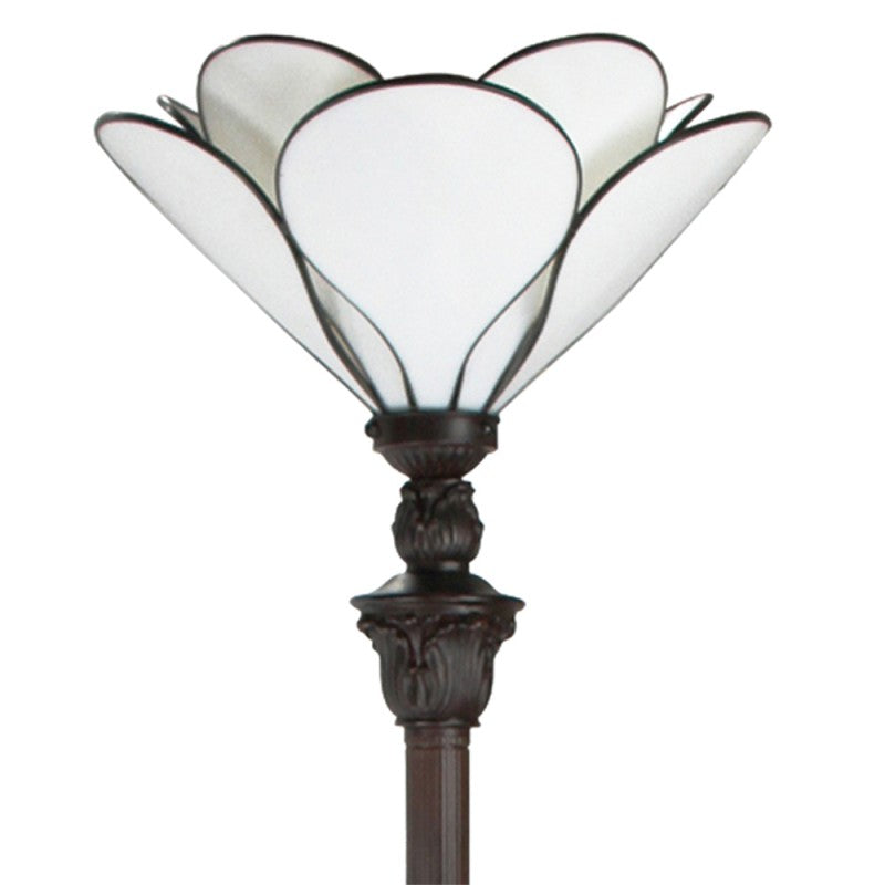 Tiffany Vloerlamp  Ø 31x183 cm  Wit Glas Kunststof Staande Lamp