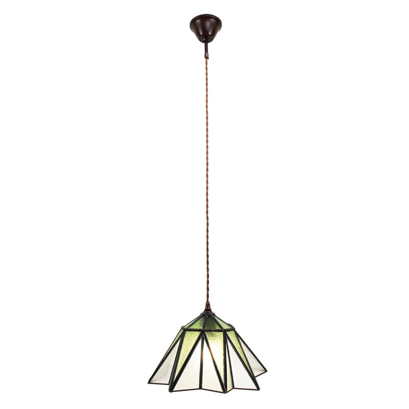 Hanglamp Tiffany  Ø 31x107 cm  Groen Glas Metaal Zeshoek Hanglamp Eettafel