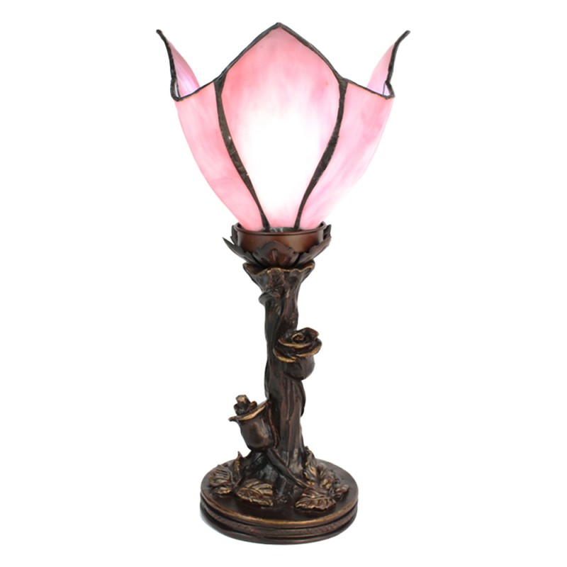 Tiffany Tafellamp  32 cm Roze Glas Tiffany Bureaulamp