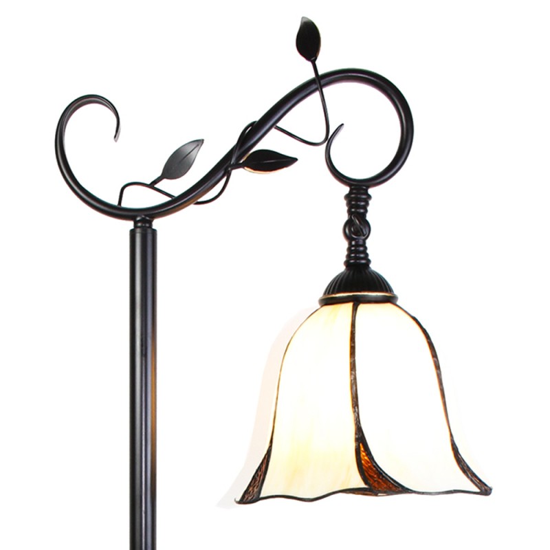 Tiffany Vloerlamp  152 cm Wit Bruin Kunststof Glas Staande Lamp