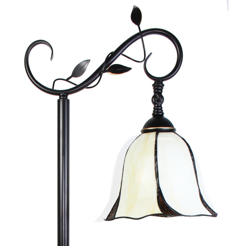 Tiffany Vloerlamp  152 cm Wit Bruin Kunststof Glas Staande Lamp