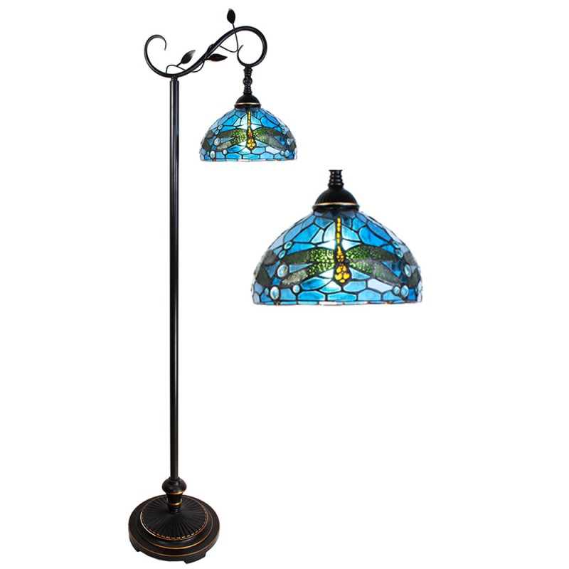 Tiffany Vloerlamp  152 cm Blauw Bruin Kunststof Glas Rond Staande Lamp