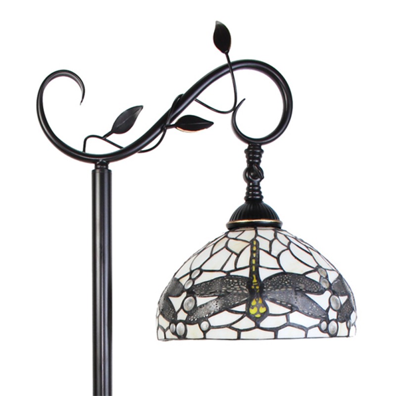 Tiffany Vloerlamp  152 cm Bruin Wit Glas Staande Lamp