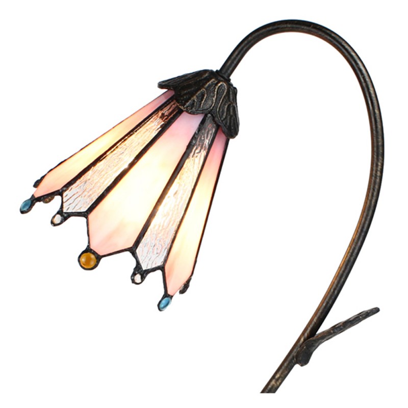 Tiffany Tafellamp  48 cm Bruin Roze Glas Tiffany Bureaulamp