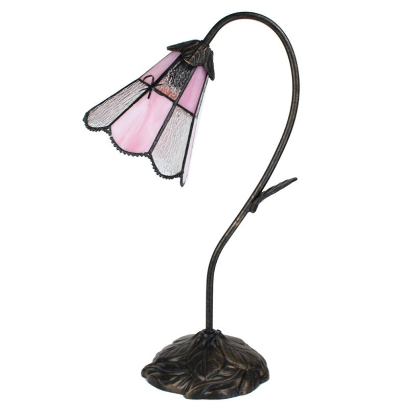Tiffany Tafellamp  48 cm Bruin Roze Glas Tiffany Bureaulamp