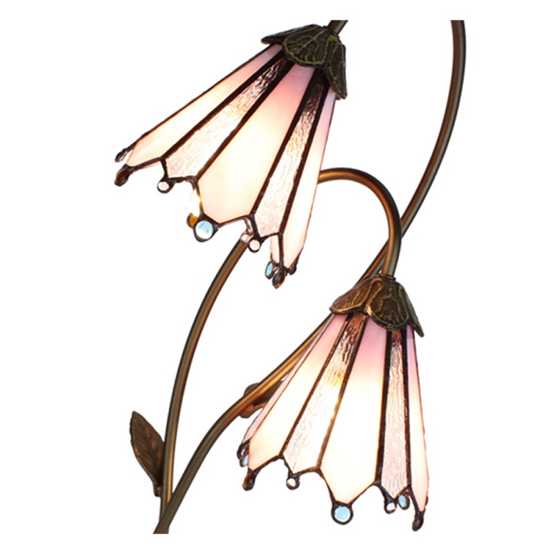 Tiffany Tafellamp  61 cm Bruin Roze Glas Tiffany Bureaulamp