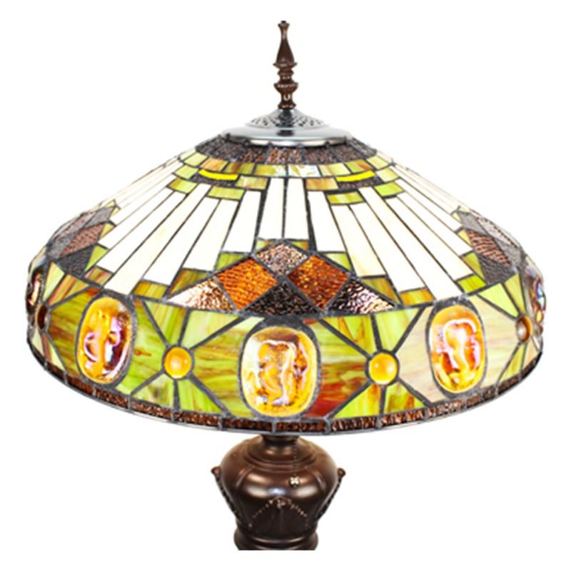 Tiffany Vloerlamp  166 cm Beige Geel Glas Kunststof Rond Staande Lamp