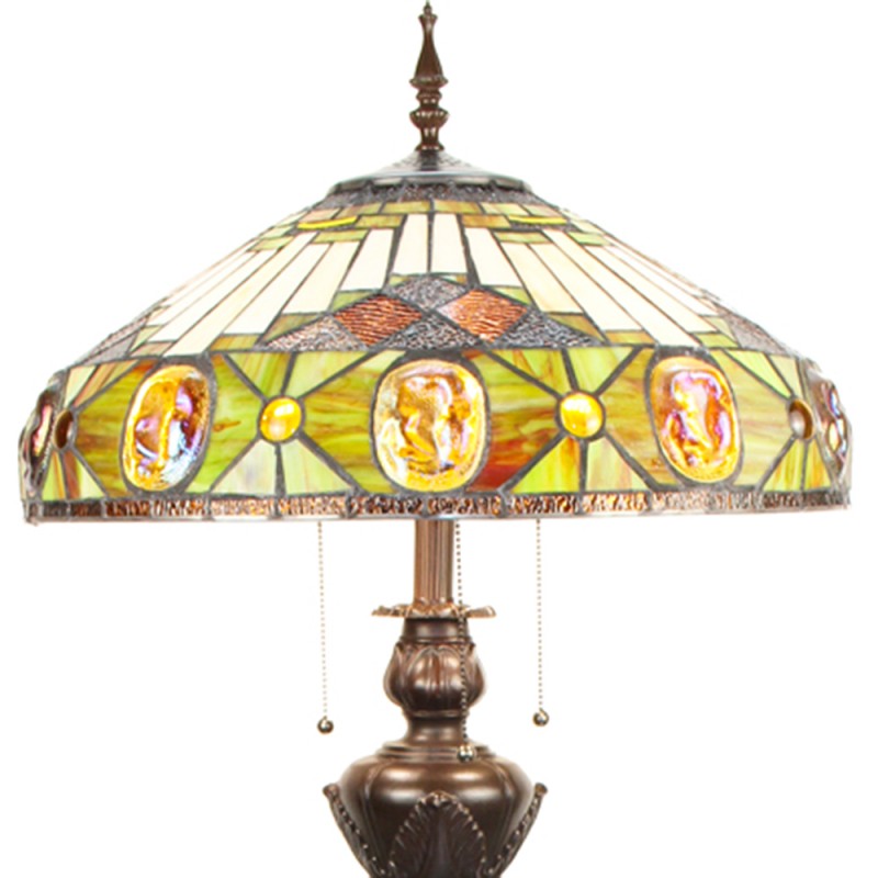 Tiffany Vloerlamp  166 cm Beige Geel Glas Kunststof Rond Staande Lamp