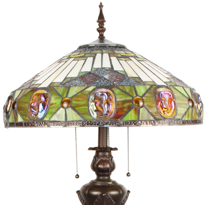Tiffany Vloerlamp  166 cm Beige Geel Glas Kunststof Rond Staande Lamp