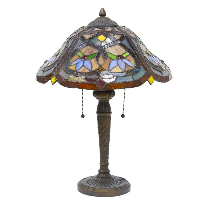 Tiffany Tafellamp  Ø 40x54 cm  Bruin Rood Glas Tiffany Bureaulamp