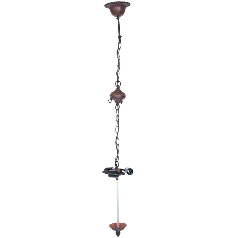 Snoerpendel Ketting Tiffany  16x16x95 cm  Bruin Ijzer Pendellamp