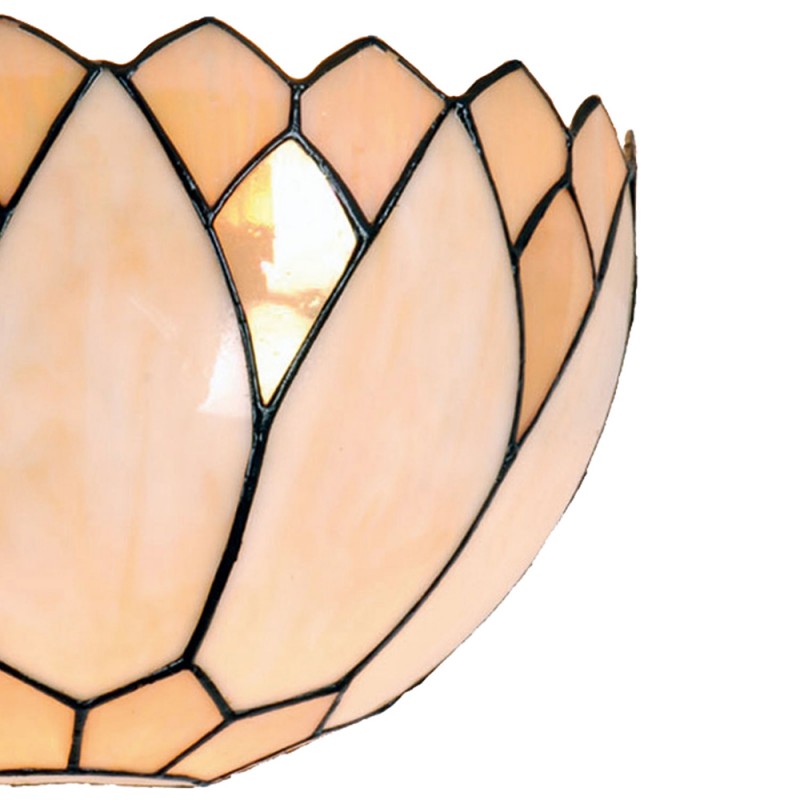 Wandlamp Tiffany  30x15x20 cm  Beige Glas Halfrond Muurlamp