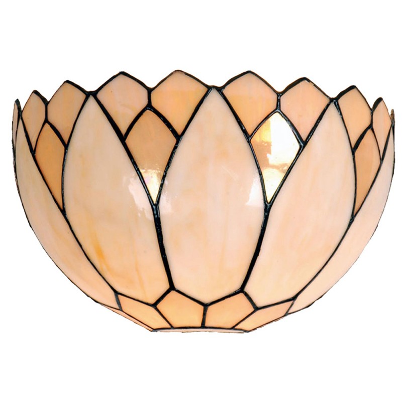 Wandlamp Tiffany  30x15x20 cm  Beige Glas Halfrond Muurlamp