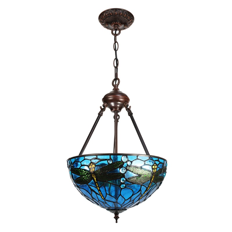 Hanglamp Tiffany  Ø 31x155 cm  Blauw Groen Metaal Glas Libelle Hanglamp Eettafel
