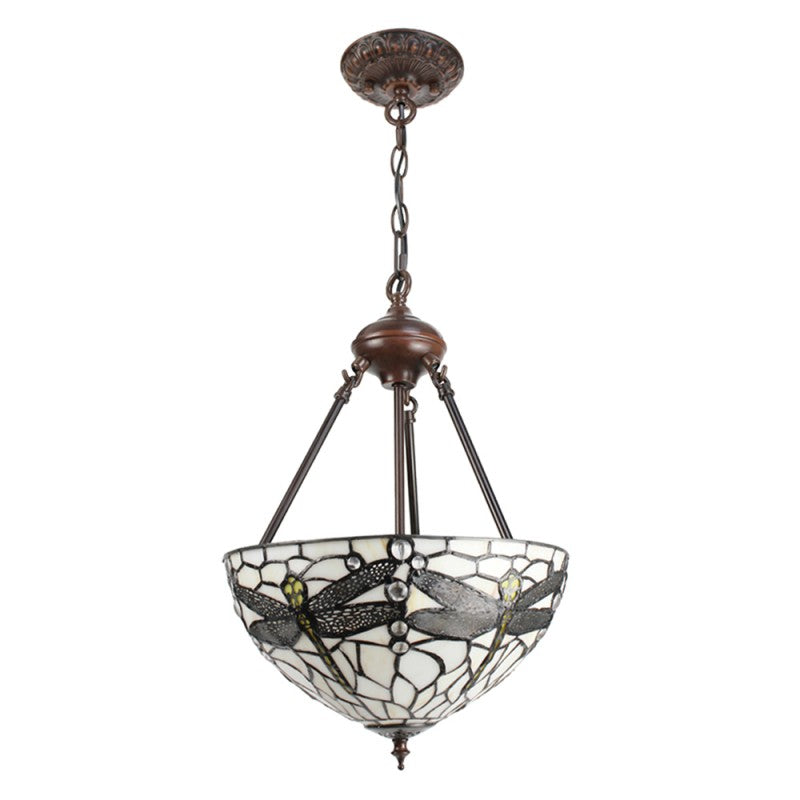 Hanglamp Tiffany  Ø 31x126 cm  Wit Metaal Glas Libelle Hanglamp Eettafel
