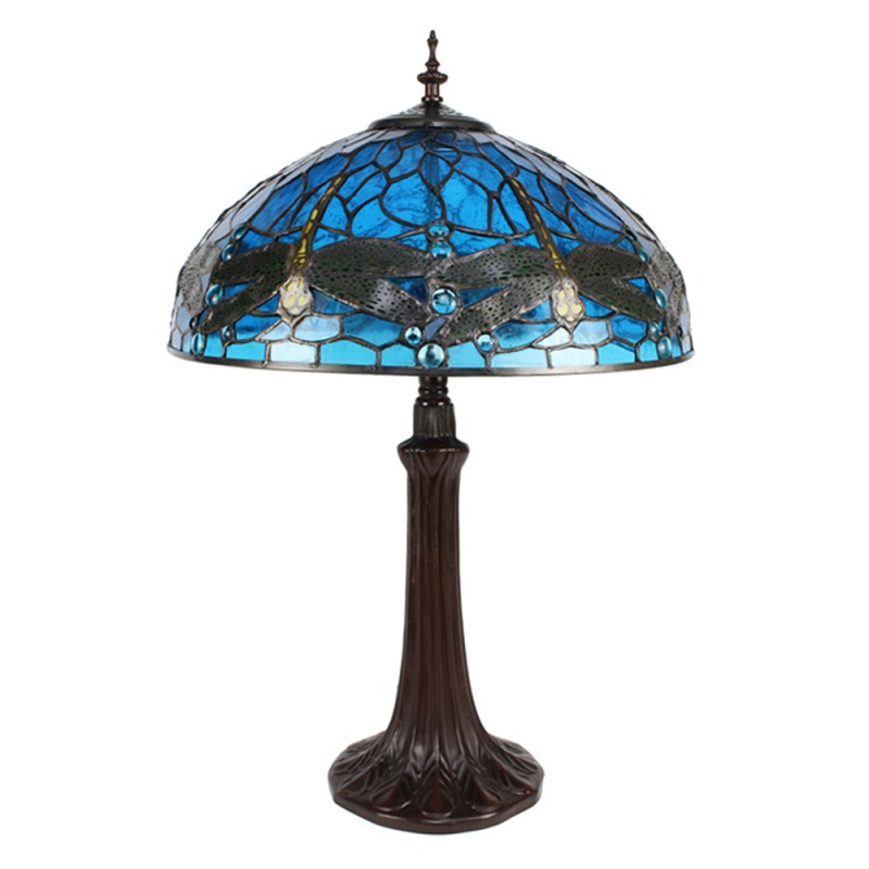 Tiffany Tafellamp  Ø 41x57 cm  Blauw Metaal Glas Libelle Tiffany Bureaulamp