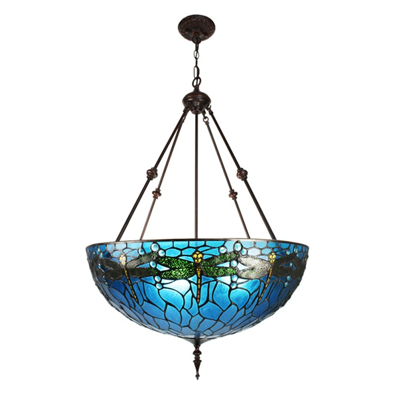 Hanglamp Tiffany  Ø 61x190 cm  Blauw Groen Metaal Glas Libelle Hanglamp Eettafel