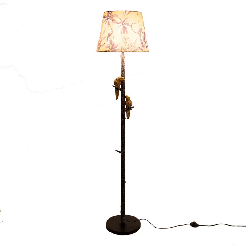 Vloerlamp  Ø 37x165 cm  Zwart Goudkleurig Metaal Textiel Papegaai Staande Lamp